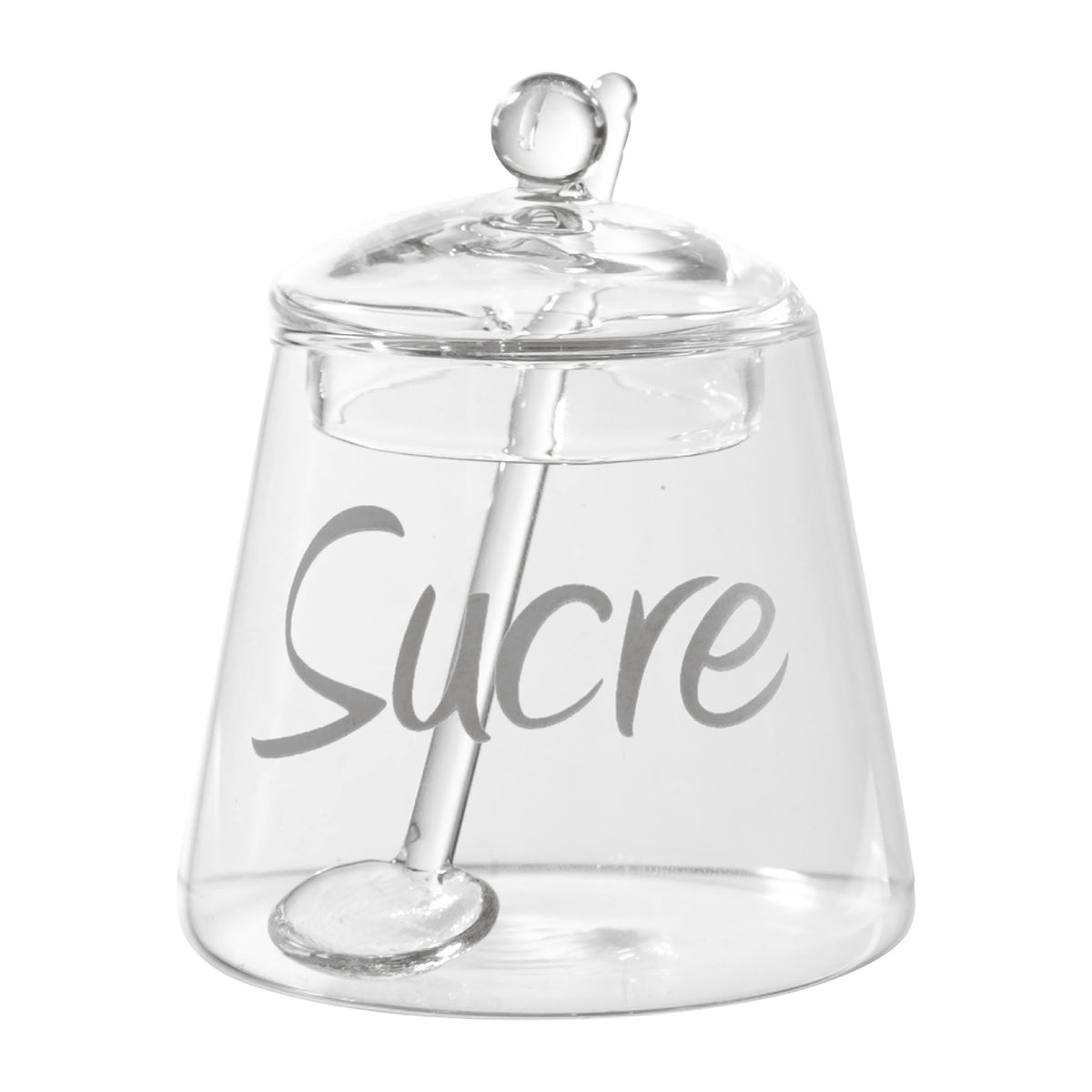 Sugar Pot W/Spoon Papille D7.5Xh9Cm Glass — The Hampton Home Shop