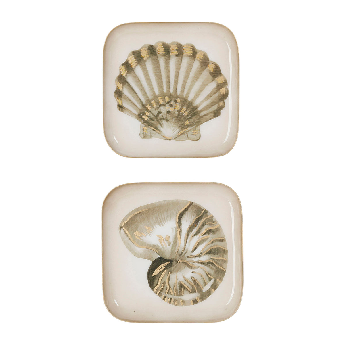 Tray X2 Bordemer Taupe+Gold 16X16Cm Iron — The Hampton Home Shop