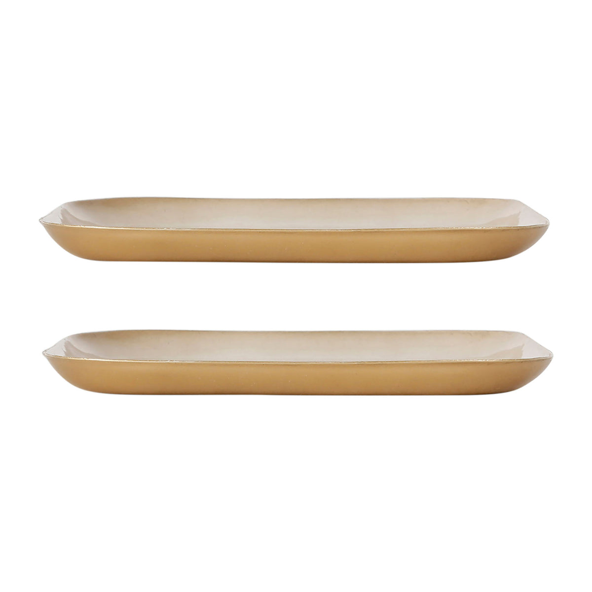Tray X2 Bordemer Taupe+Gold 16X16Cm Iron — The Hampton Home Shop
