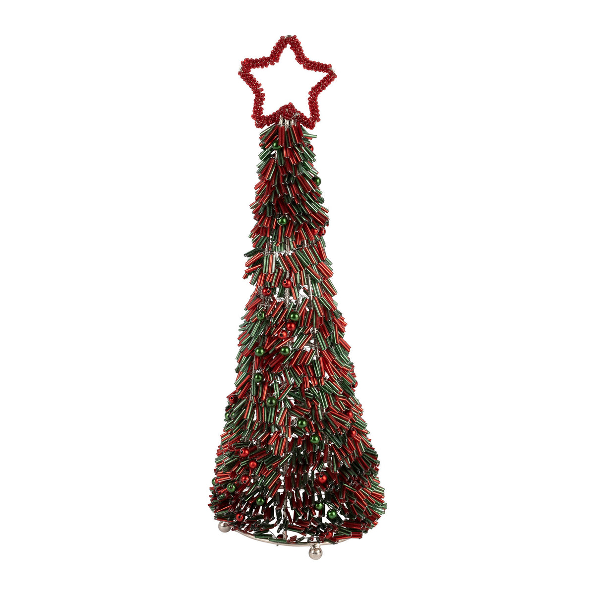 Deco Christmas Tree Noel Red+Grn D12Xh35 Wire+Bead — The Hampton Home Shop