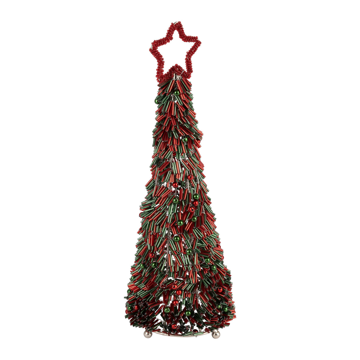 Deco Christmas Tree Noel Red+Grn D12Xh35 Wire+Bead — The Hampton Home Shop
