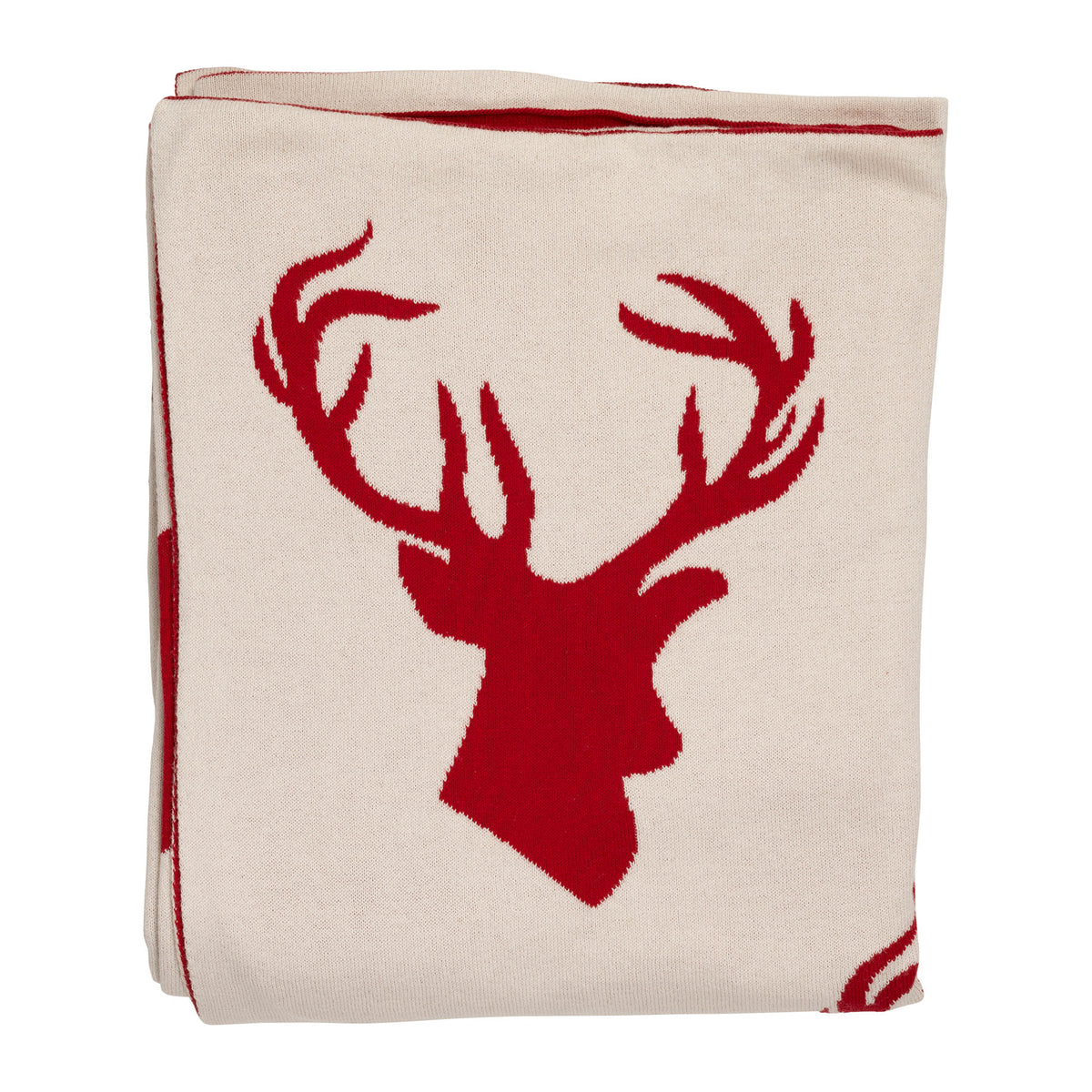 Plaid Deer Noel Red 150X125Cm Cotton — The Hampton Home Shop