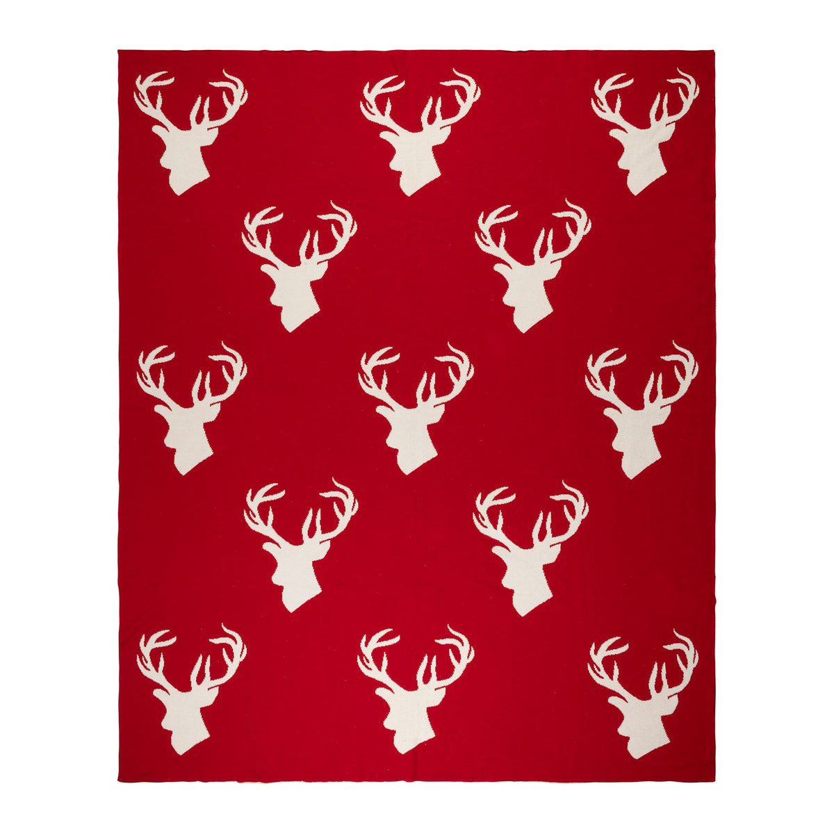 Plaid Deer Noel Red 150X125Cm Cotton — The Hampton Home Shop