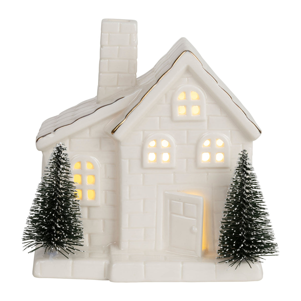 Led Light Deco House Frize White+Green+Gold 11Xh13 — The Hampton Home Shop
