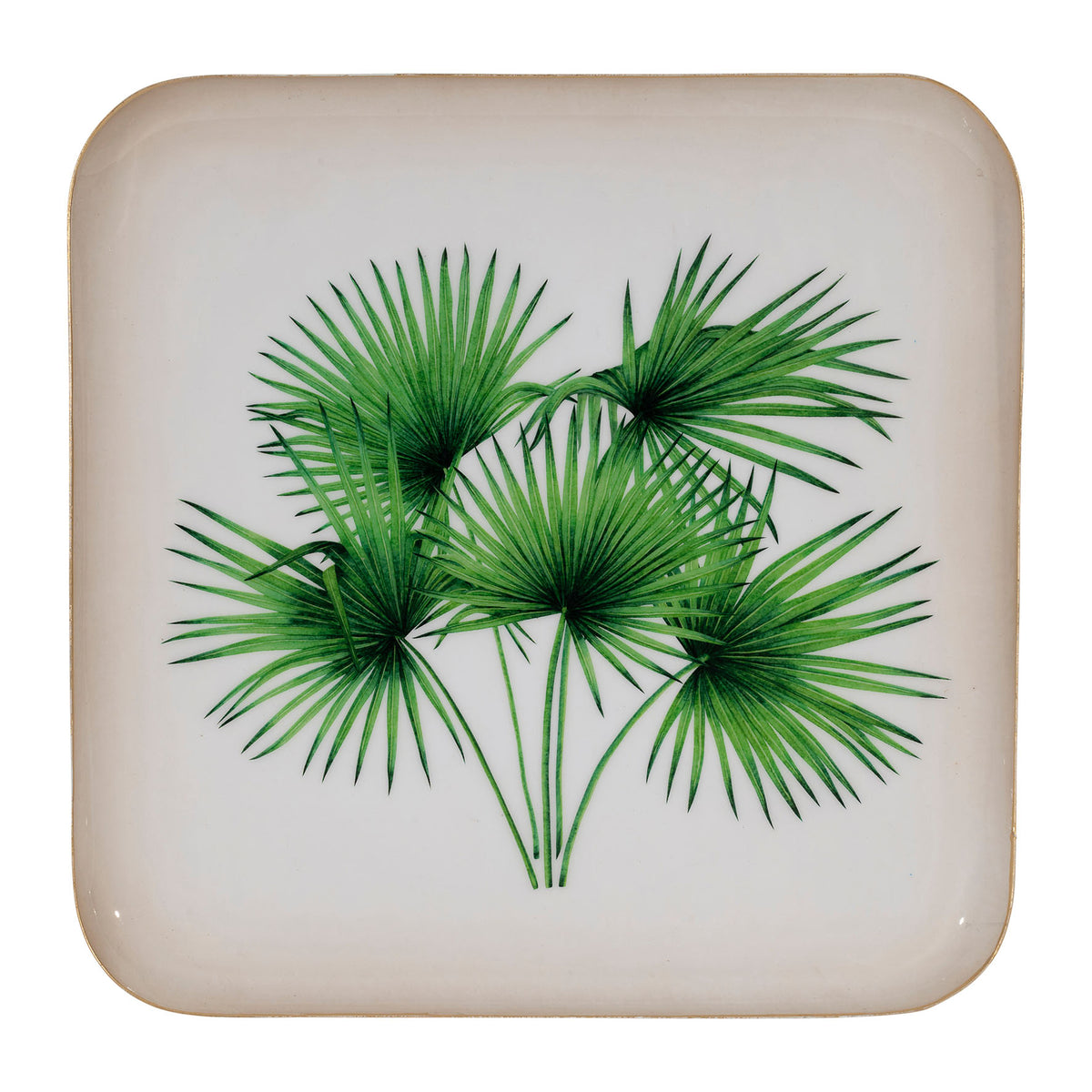 Square Tray Palmier Green 27X27Cm Iron — The Hampton Home Shop