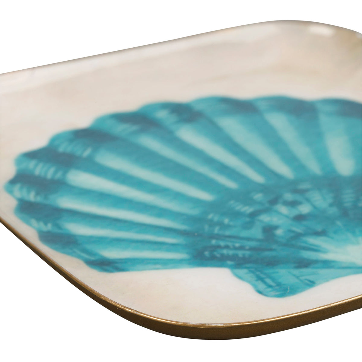 Square Tray X2 Coquillage Turquoise 16X16Cm Iron — The Hampton Home Shop
