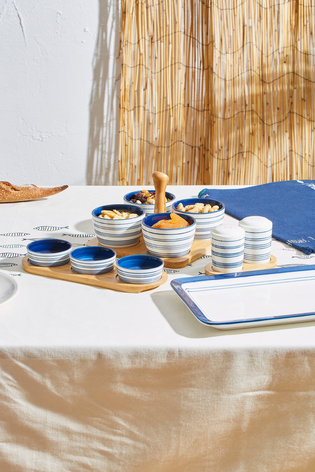 Dish Ete-Mer White+Navy Blue 33X20Cm Porcelain — The Hampton Home Shop