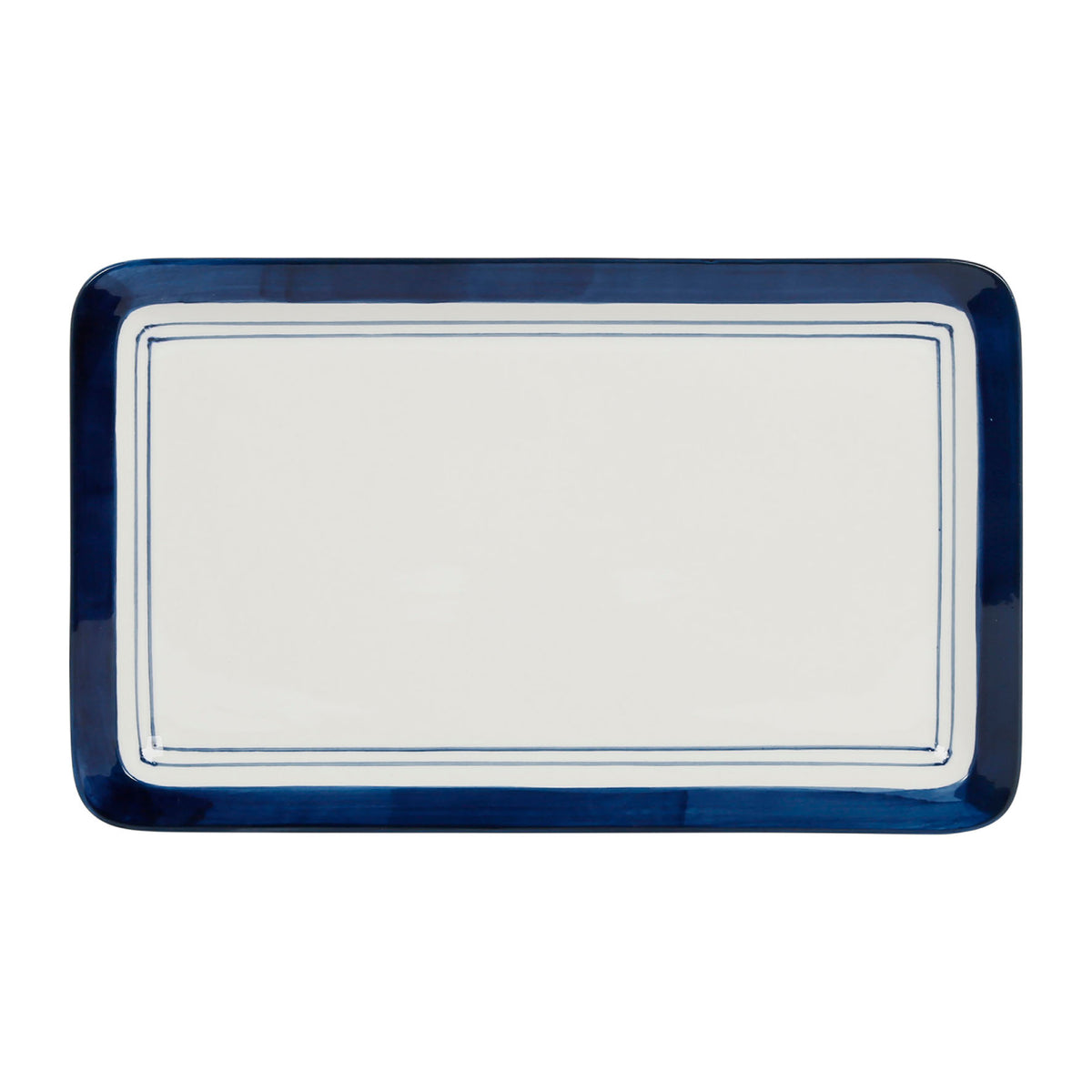 Dish Ete-Mer White+Navy Blue 33X20Cm Porcelain — The Hampton Home Shop