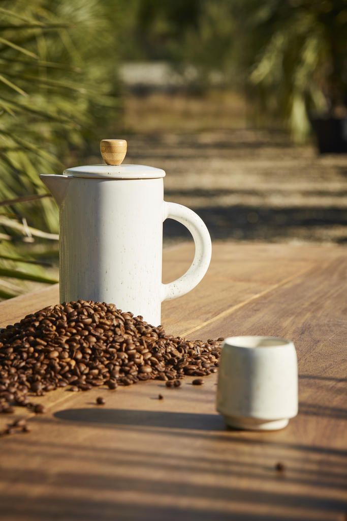 Plunger Coff Pot Nordika Speckled Wht 1L Stoneware — The Hampton Home Shop