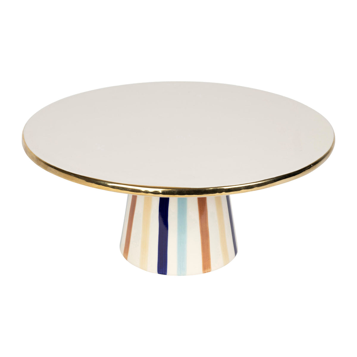 Stemmed Cake Dish Blue Sand Blue+Gold D27 Stonewar — The Hampton Home Shop