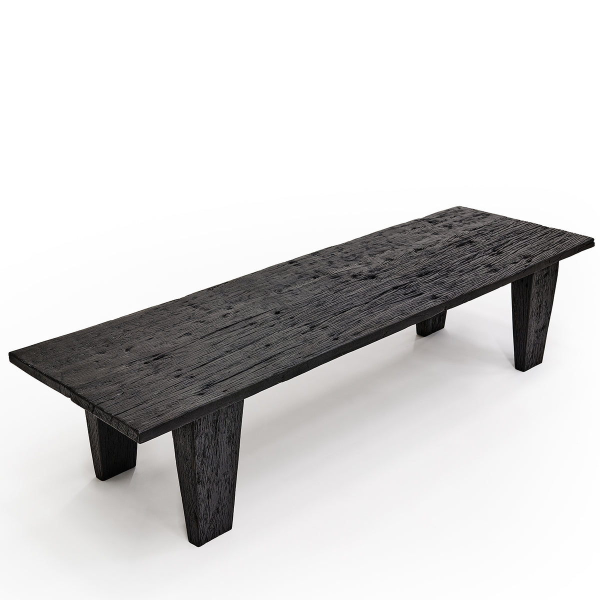 Table "Zanzibar" - Dimension : 165x51x38cm- Matter : bois massif recyclé- Finition : noir — The Hampton Home Shop