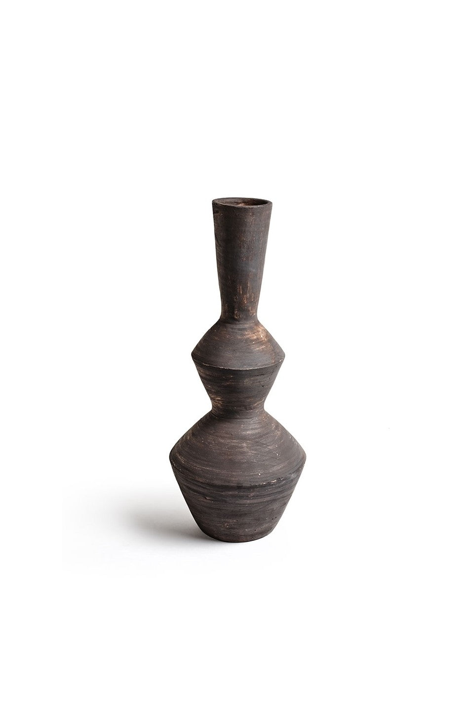 Vase hand made double "Desert sand" - Dimension : D25xH60cm- Matter : Terre cuite- Finition : noir — The Hampton Home Shop