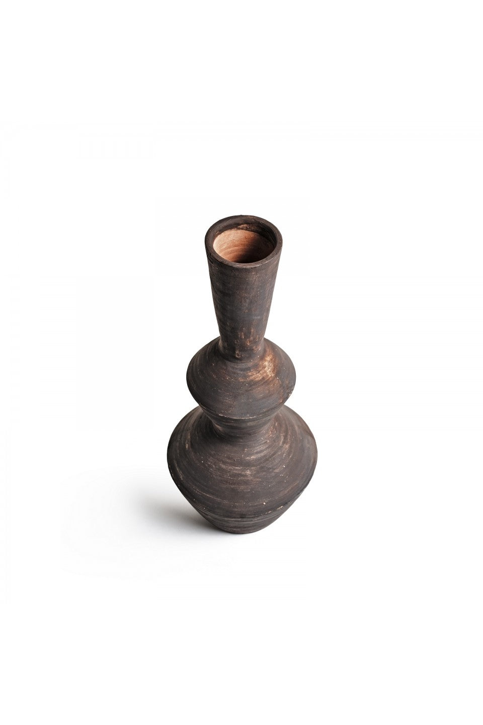 Vase hand made double "Desert sand" - Dimension : D25xH60cm- Matter : Terre cuite- Finition : noir — The Hampton Home Shop