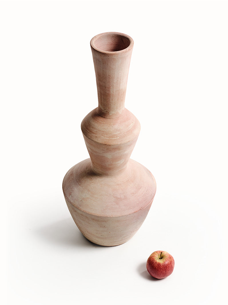 Vase hand made double "Desert sand" - Dimension : D25xH60cm- Matter : Terre cuite- Finition : naturel — The Hampton Home Shop