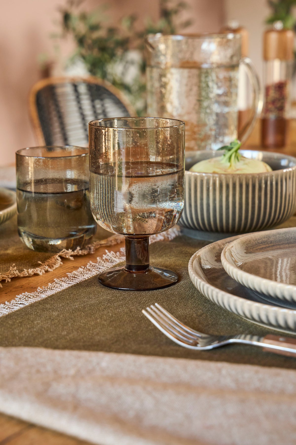 Stemmed Glass Pernille Smoked 40Cl Bubble Glass — The Hampton Home Shop
