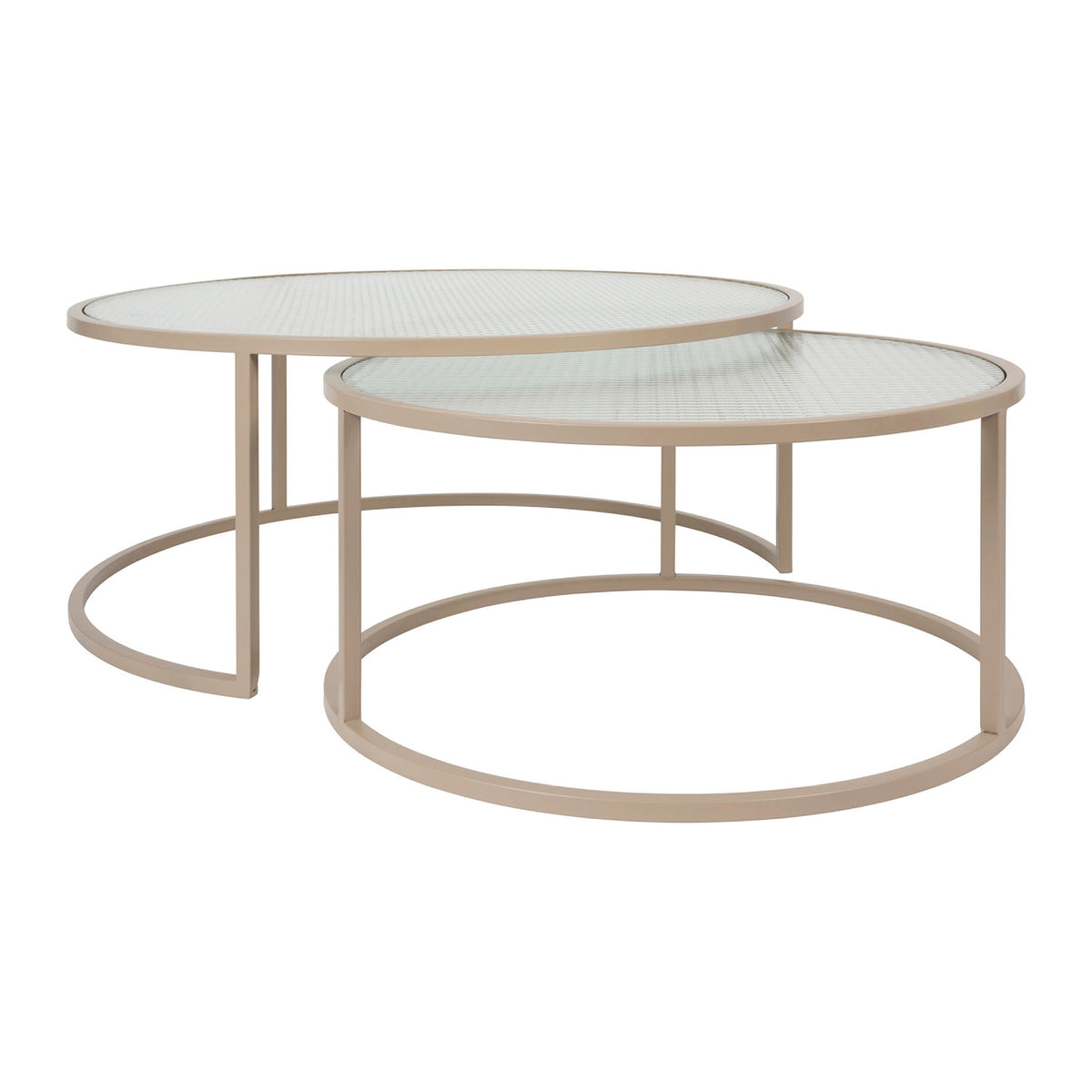 Nest Of 2 Tables Lery Ivo D90H37+D70H34 Iron+Glass — The Hampton Home Shop