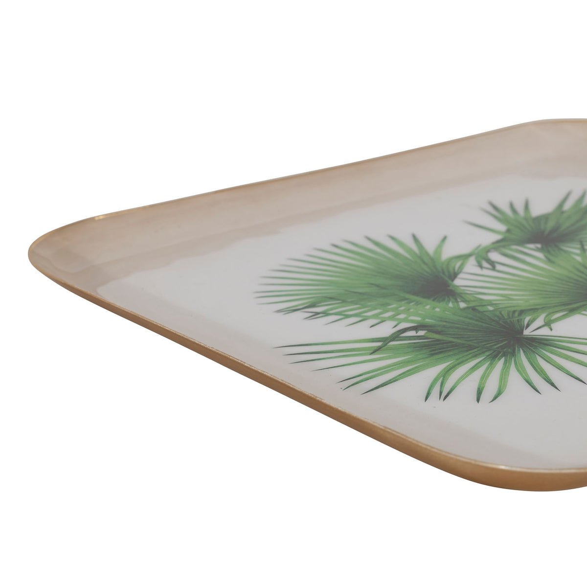 Square Tray Palmier Green 27X27Cm Iron — The Hampton Home Shop