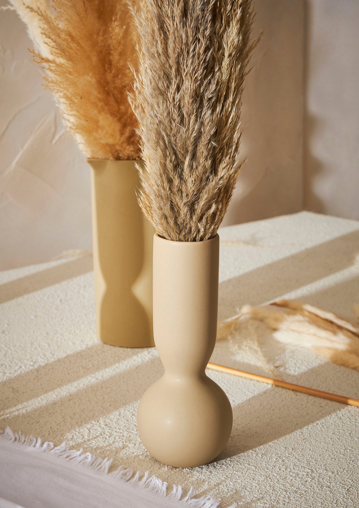 Vase Organic Beige D10.5Xh26Cm Stoneware — The Hampton Home Shop