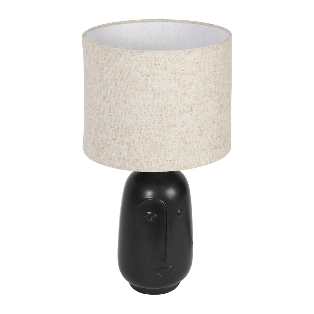 Lamp Figura Black+Grege D23Xh41Cm Ceramic+Cotton — The Hampton Home Shop